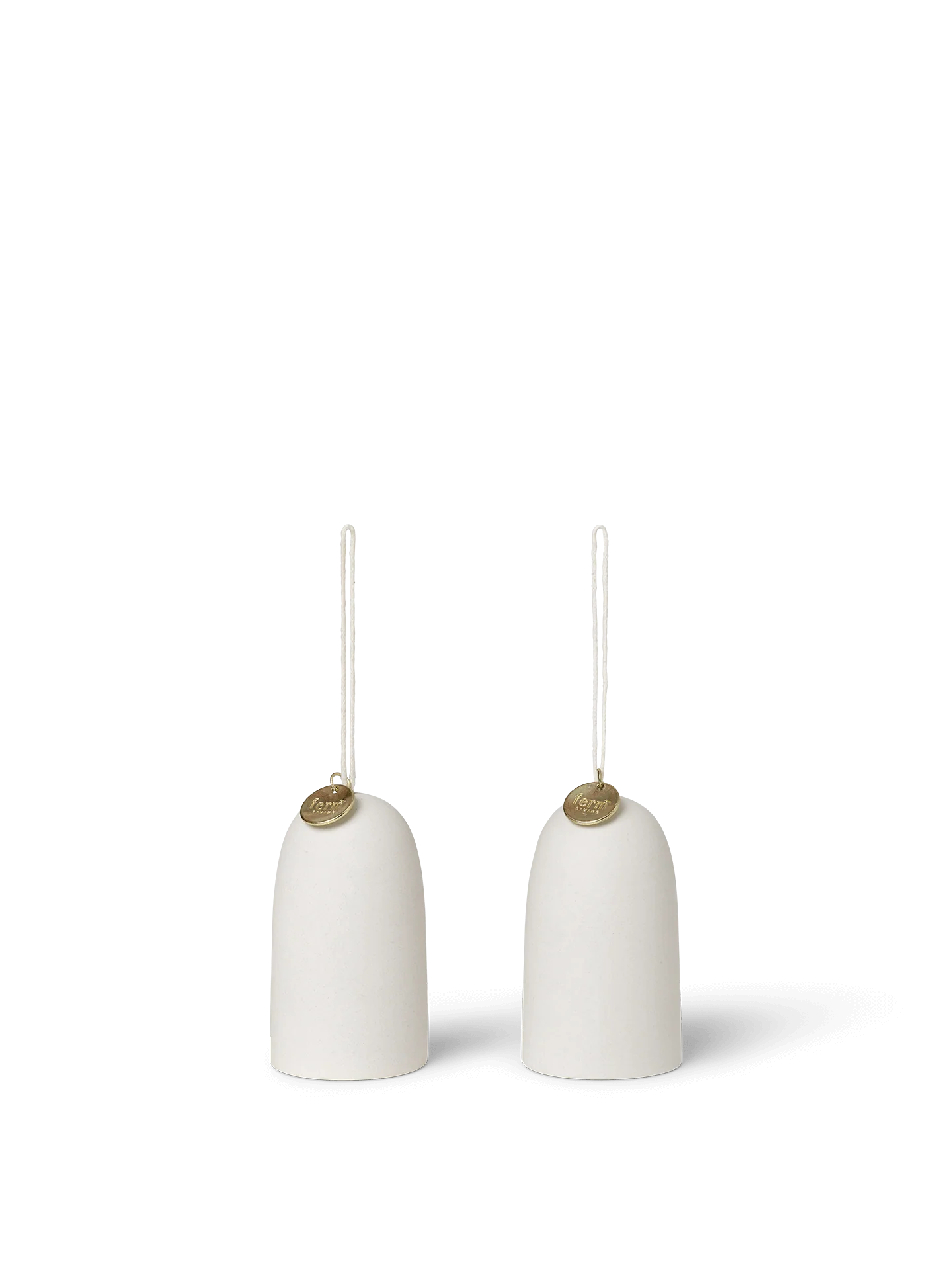 Bell Ceramic Ornament - Set of 2 - Off-White