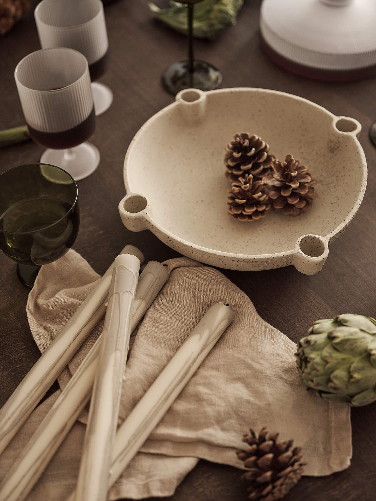Bowl Candle Holder - Large - Ceramic - Sand - Image 3