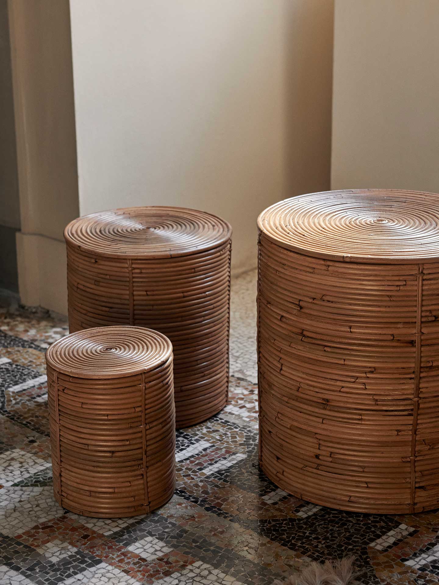 Column Storage - Set of 3 - Natural Stained - Image 2