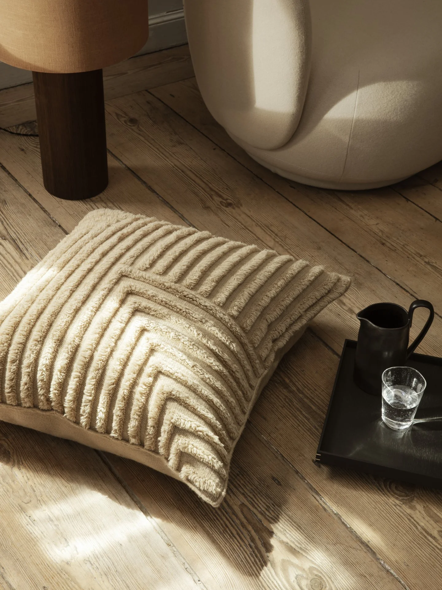 Crease Wool Cushion - Large - Light Sand - Image 2