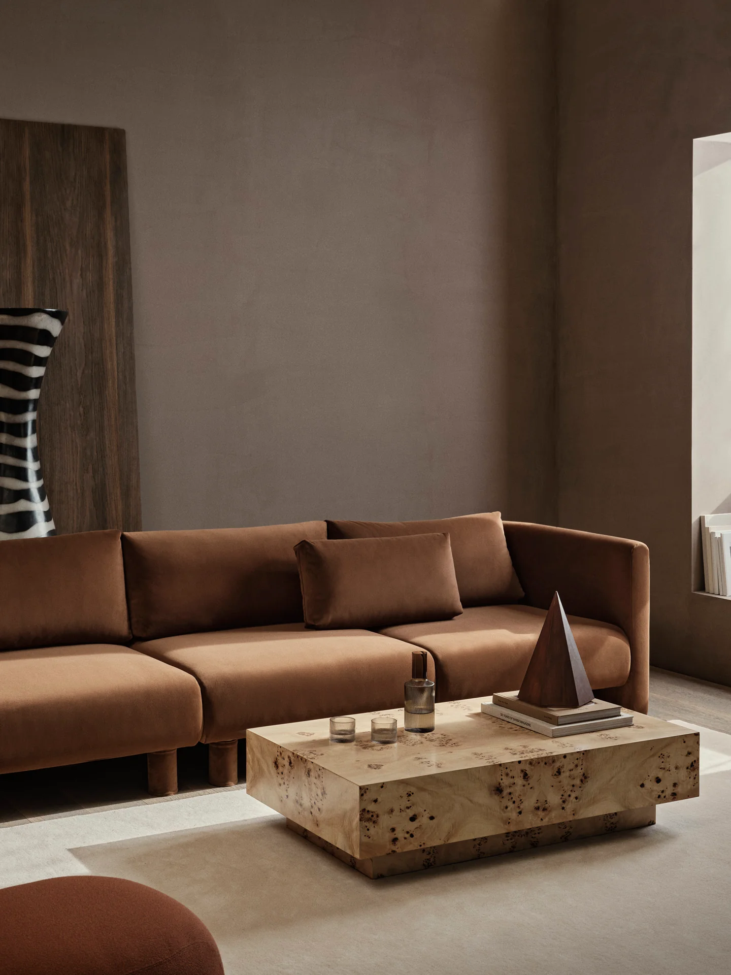 Dase Cushion - Rich Velvet - Soft Brown - Image 2