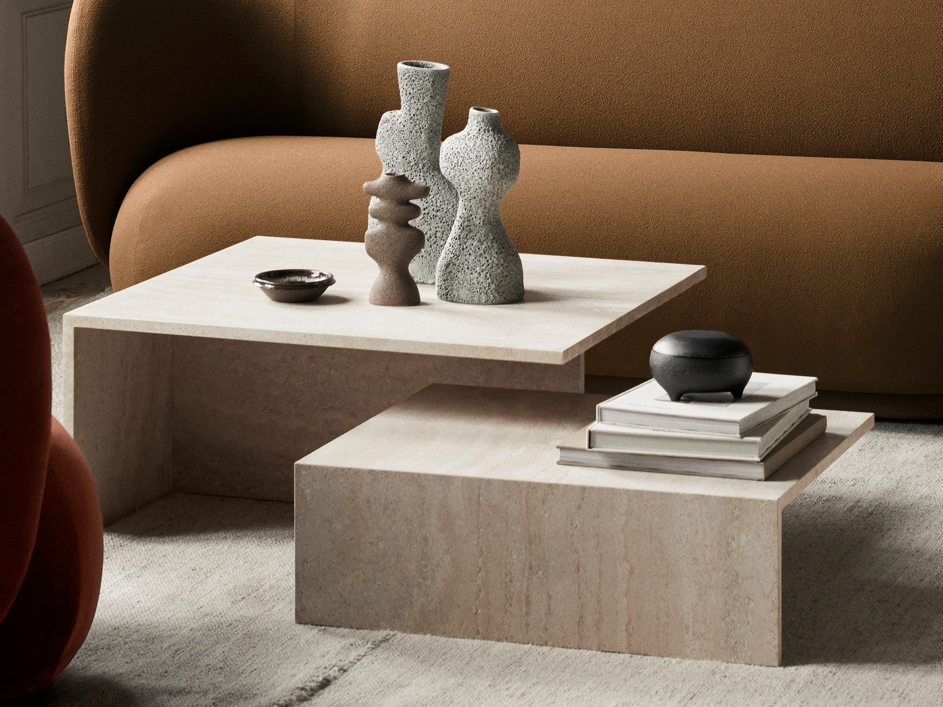 Distinct Grande Duo Tables - Travertine - Image 3