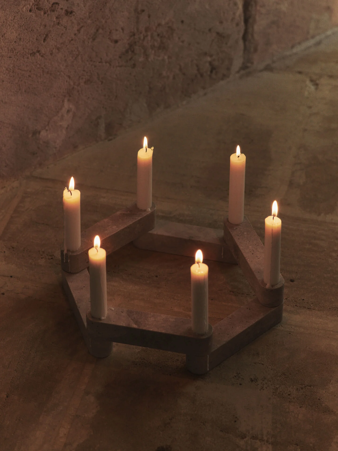 Newel Modular Candle Holder - Set of 6 - Travertine - Image 4