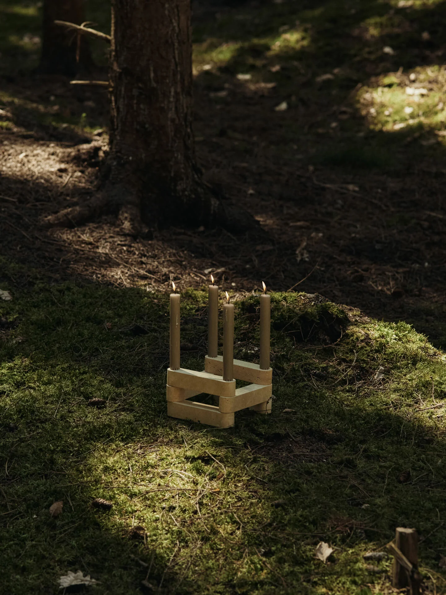 Newel Modular Candle Holder - Set of 6 - Travertine - Image 6