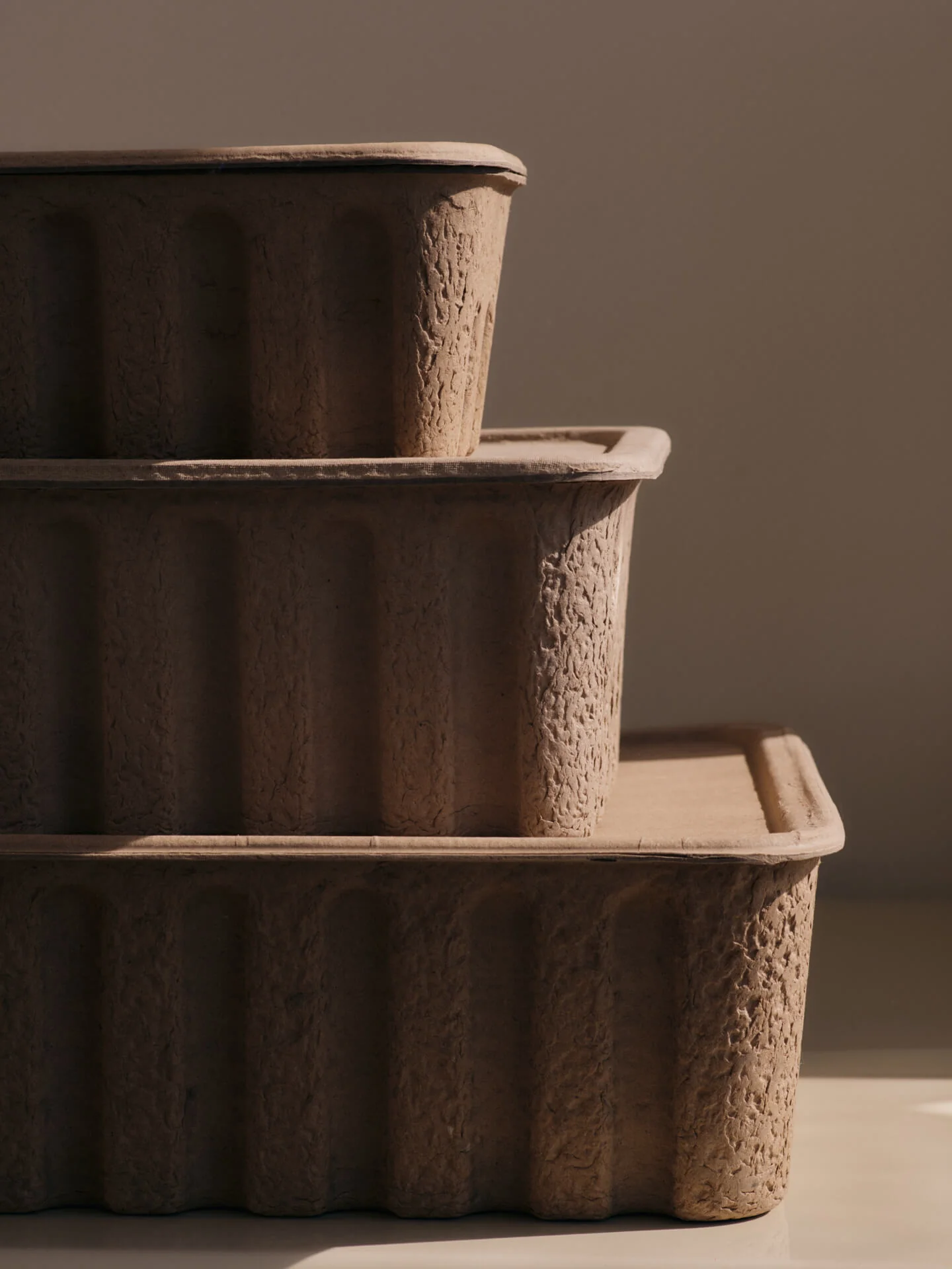 Paper Pulp Box - Set of 2 - Brown - Image 3