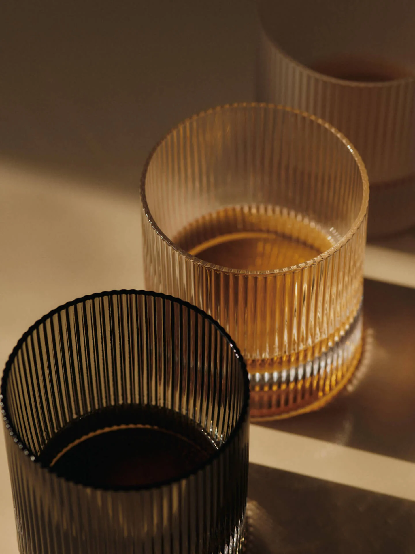 Ripple Tumbler Glasses - Set of 2 - Smoked Grey - Image 3