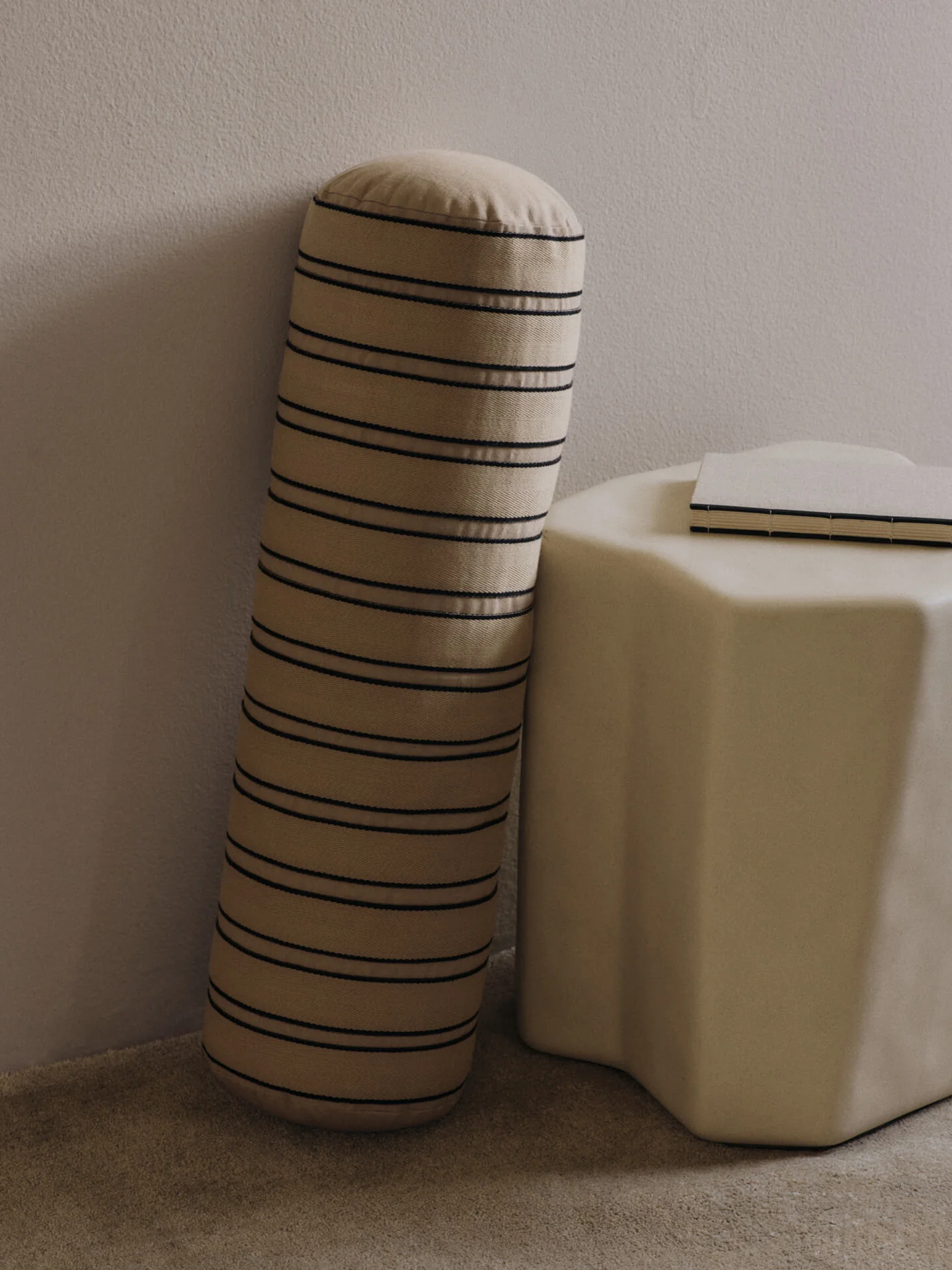 Twill Bolster Cushion - Cashmere/Black - Image 2