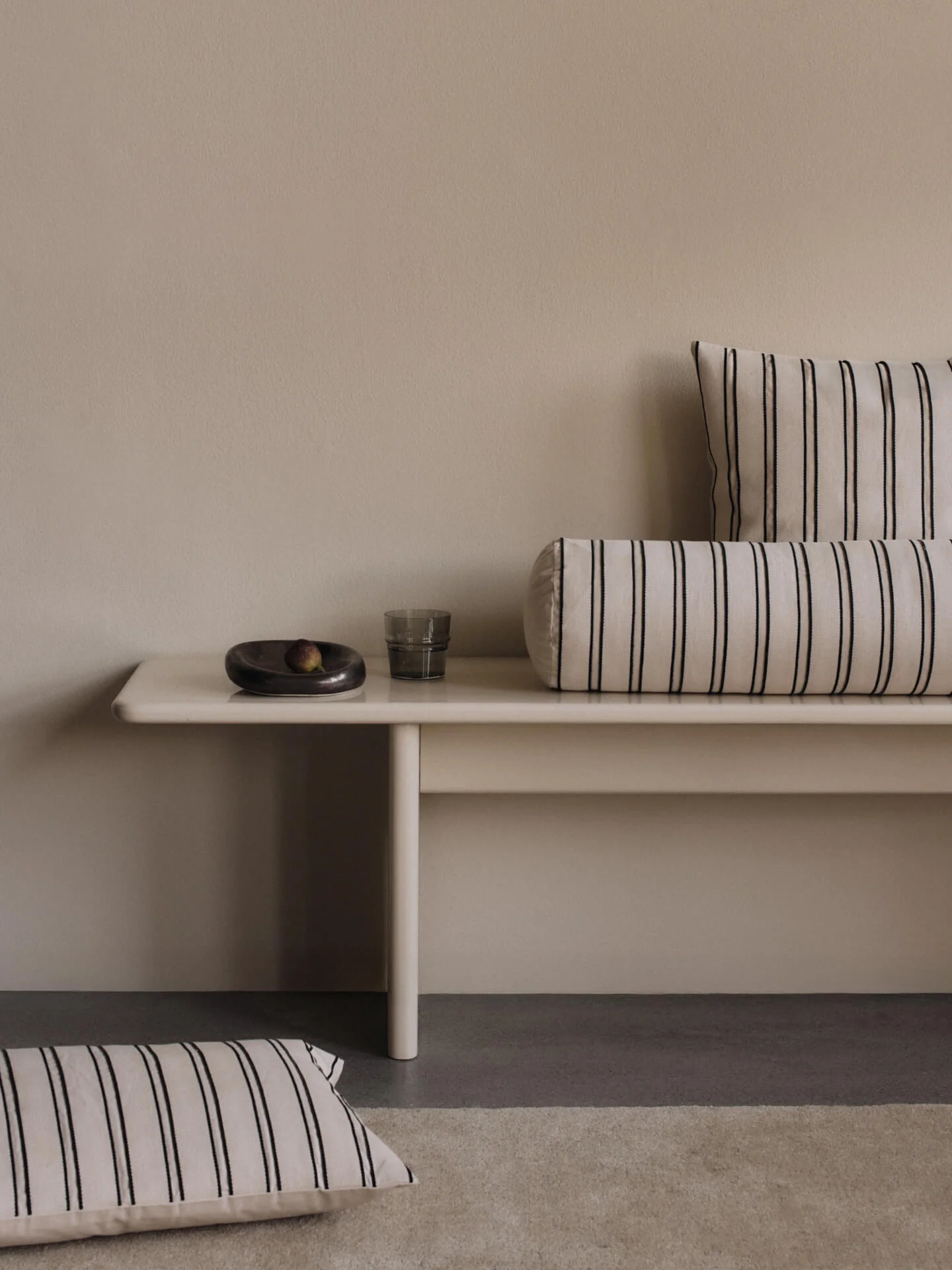 Twill Bolster Cushion - Off-White/Black - Image 3