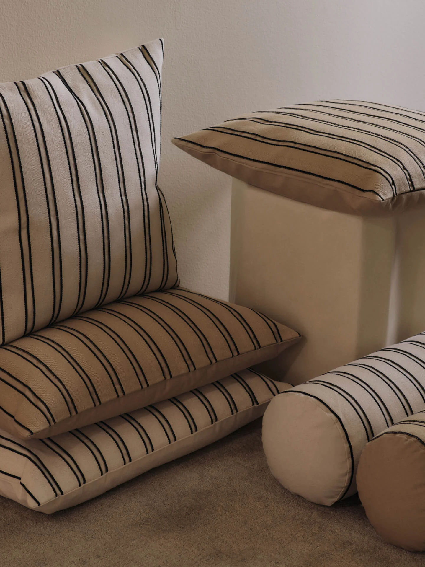 Twill Bolster Cushion - Off-White/Black - Image 4